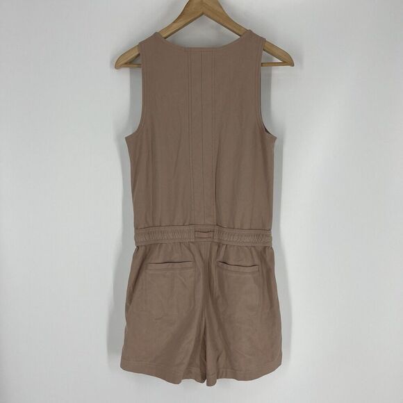 Athleta Farallon Romper Size Small Mocha Latte Sleeveless Shorts Stretch Knit - Picture 5 of 8